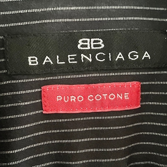 Balenciaga Men’s Button down shirt Pinstripe Black White 100% cotton FLAW XL - Picture 7 of 14